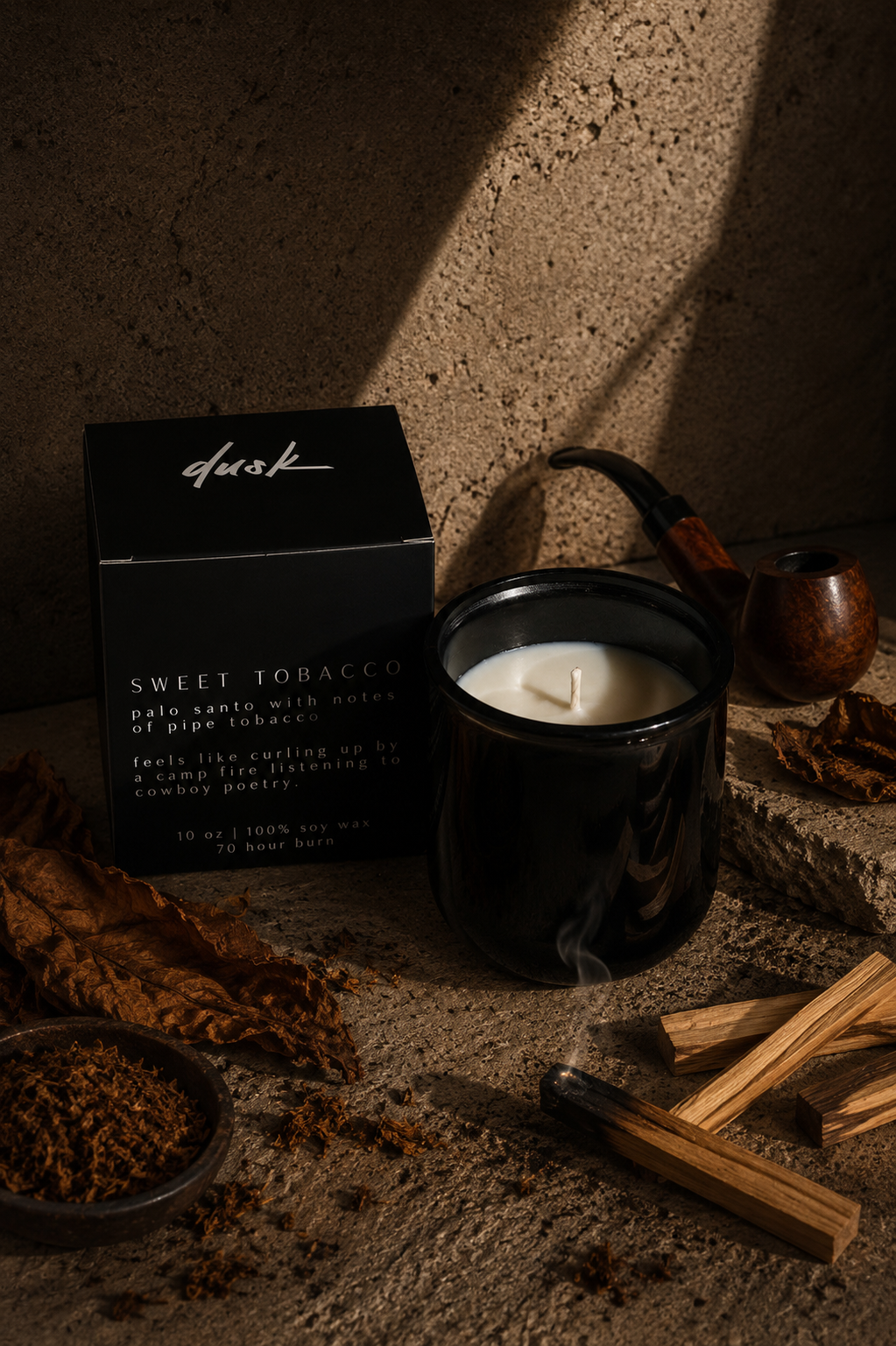 spiced tobacco candle adding a fun storytelling element to your burn. Tavern Spice Candle